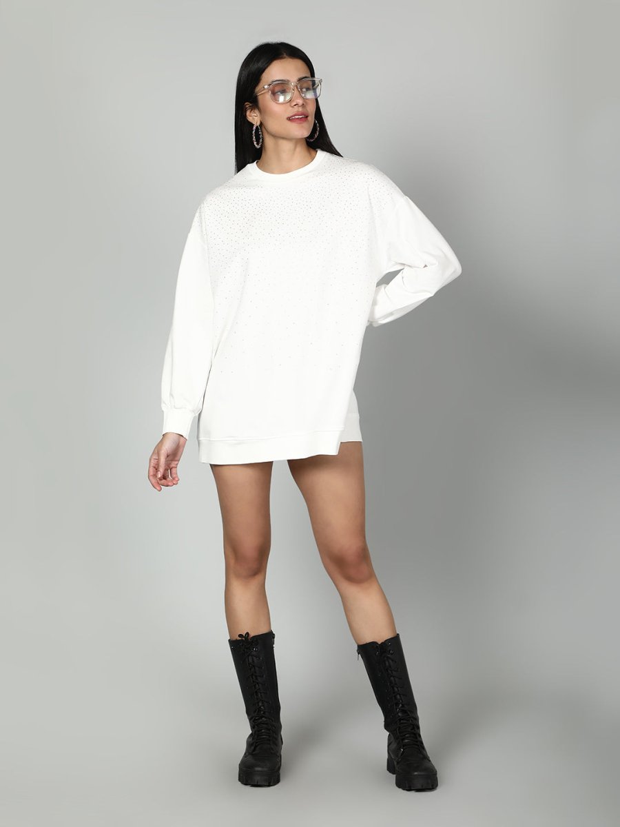 Gaiia Women Embellished Full Sleeves Sweatshirt - GAIIA